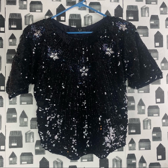 Jris Women’s Vintage Sequin Blouse - Picture 1 of 6